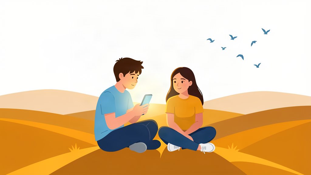 Two teens on a hilltop at golden hour, talking about life's big questions.